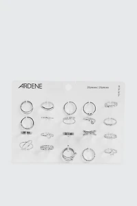 Lot de 20 bagues assorties argentées