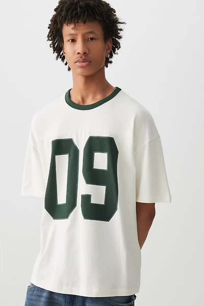 Ardene Man Boxy Ringer T-Shirt For Men in Dark Green | Size | 100% Cotton