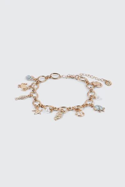 Ardene Ocean Charm Anklet in Gold