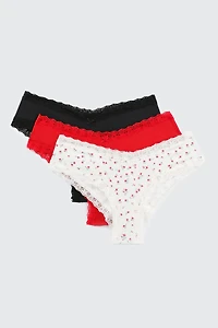 Ardene 3-Pack Microfiber Cheeky Panty Panties in Red | Size | Polyester/Elastane