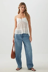 Camisole à volants en dentelle texturée