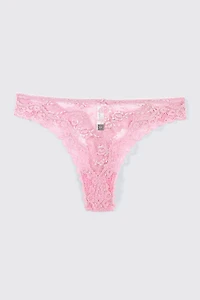 Ardene Luxe Lace Thong Panty in Light Pink | Size | Nylon/Spandex