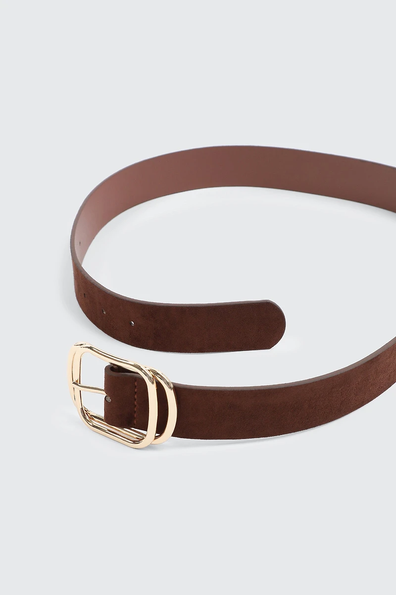 Ceinture à boucle double en faux suède