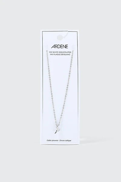 Collier tulipe plaqué or blanc 14K