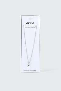 Collier tulipe plaqué or blanc 14K