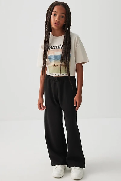 Ardene Kids Wide Leg Sweatpants in | Size | Polyester/Cotton | Fleece-Lined