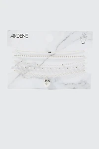 Ardene 5-Pack Stretch Bracelets with Heart Charm in Silver