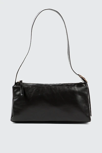 Ardene Faux Leather Shoulder Bag in Black | Faux Leather/Polyester