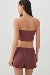 Short mini en polaire taille basse