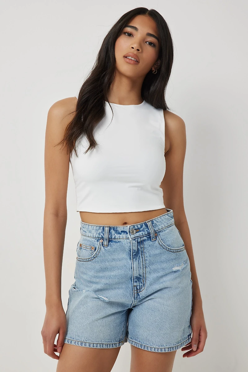 Camisole contour ultracourte à col rond