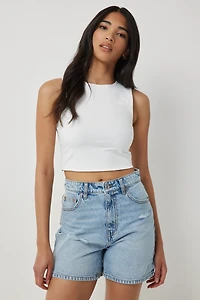 Camisole contour ultracourte à col rond