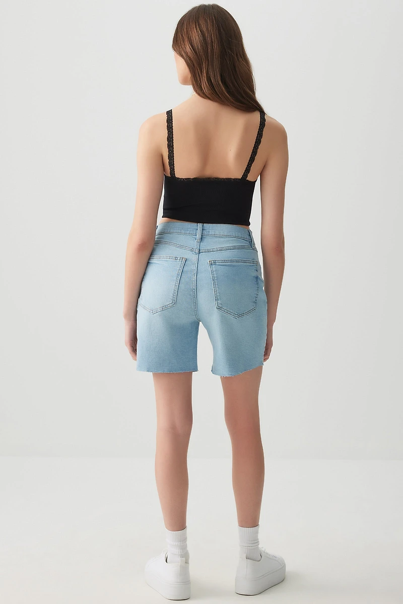 Bermuda en denim à taille haute