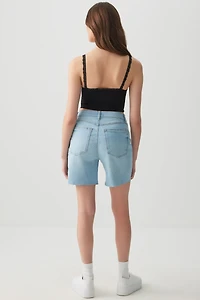 Bermuda en denim à taille haute