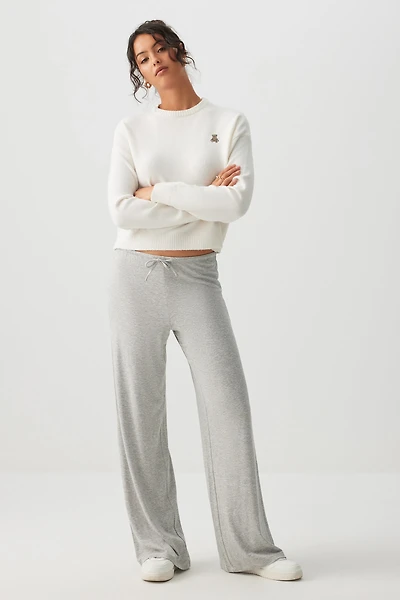 Ardene Wide Leg Pull On Pants in Grey | Size | Rayon/Spandex