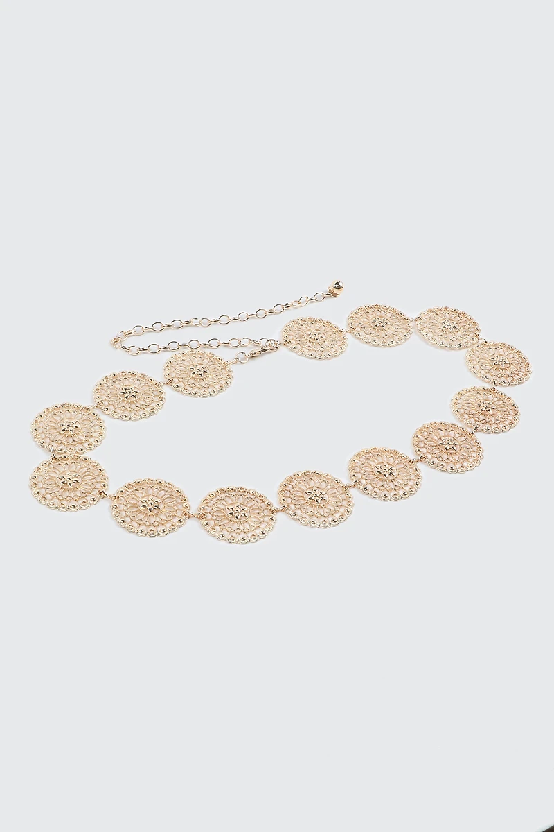 Ceinture en chaîne à médaillons