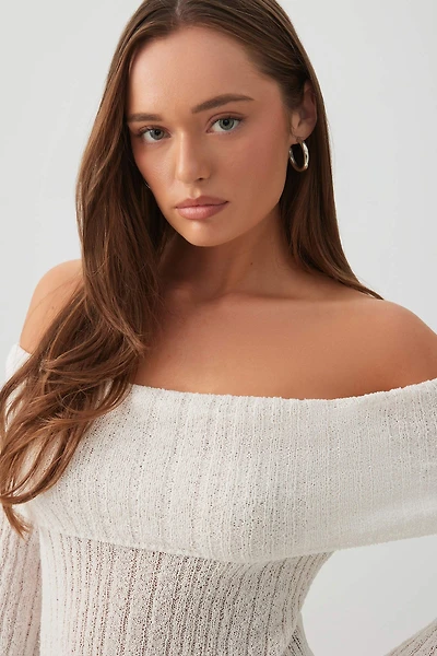 Haut à manches longues et épaules dénudées