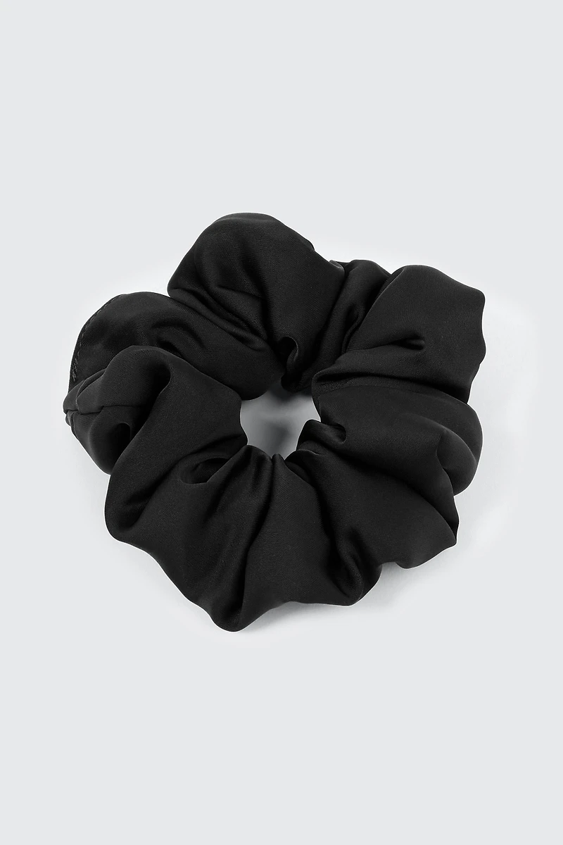 Ardene Satin Scrunchie in Black | Polyester