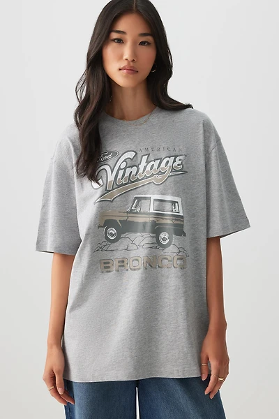 Ardene Oversized Bronco T-Shirt in Grey | Size | 100% Cotton