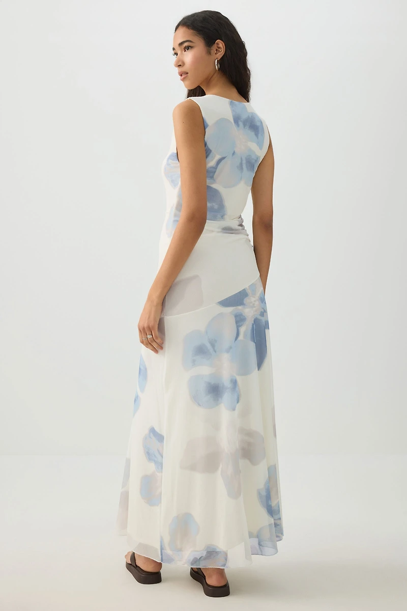 Robe fluide à col ras-du-cou en maille