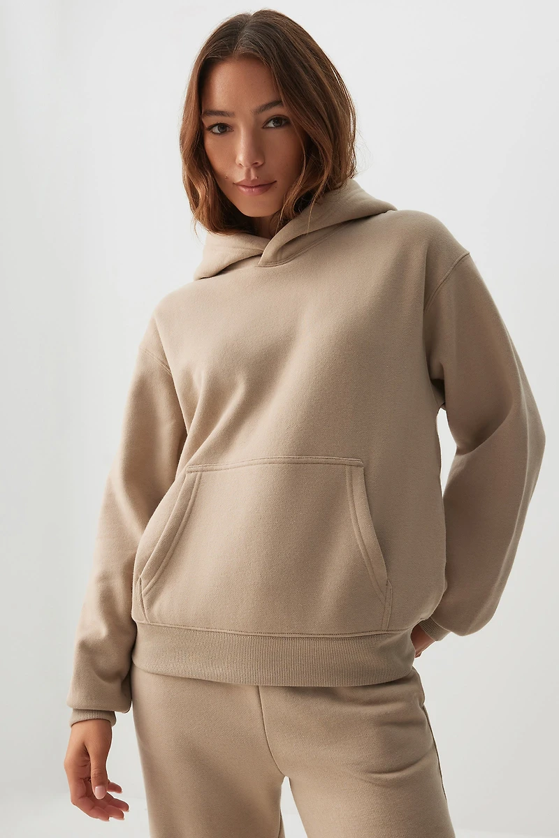 Ardene MADESOFT Fleece Hoodie in Oat Latte | Size | Polyester/Cotton | Eco-Conscious