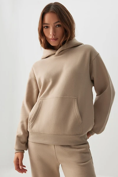 Ardene MADESOFT Fleece Hoodie in Oat Latte | Size | Polyester/Cotton | Eco-Conscious