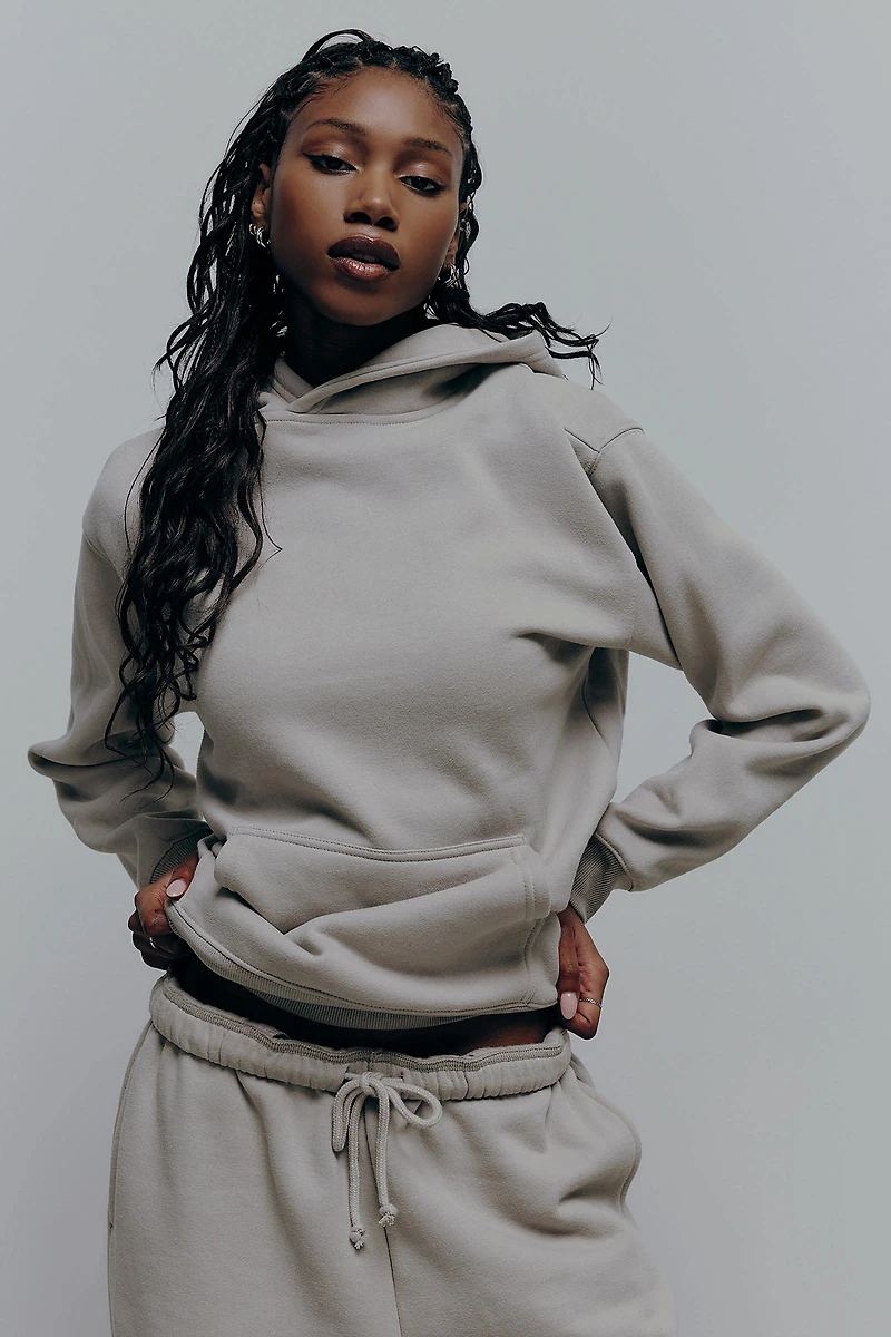 Ardene MADESOFT Fleece Hoodie in Pebble Taupe | Size | Polyester/Cotton | Eco-Conscious