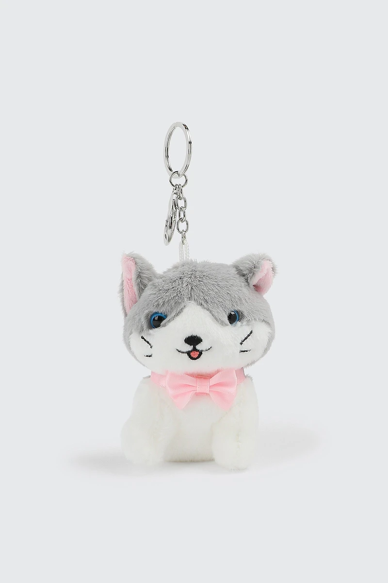 Ardene Plushie Dog Charm in Grey