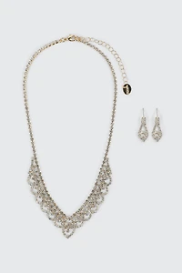 Ardene Ornate Necklace & Earring Set in Gold | Stainless Steel