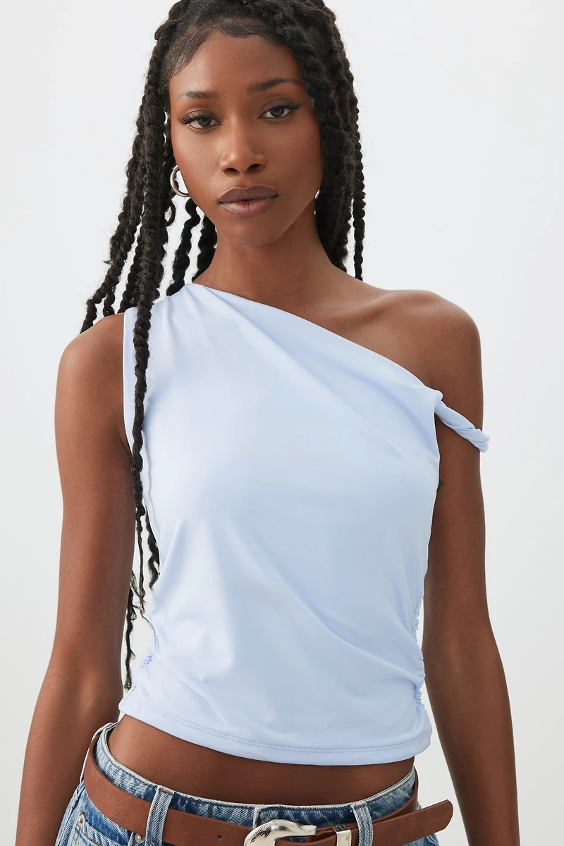 Ardene Asymmetrical Tank Top in Light Blue | Size | Polyester/Elastane