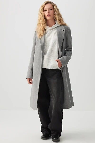 Ardene Felt Wrap Coat in Grey | Size | Polyester