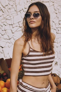 Ardene Terry Cloth Tank Top in Brown | Size | Polyester/Cotton
