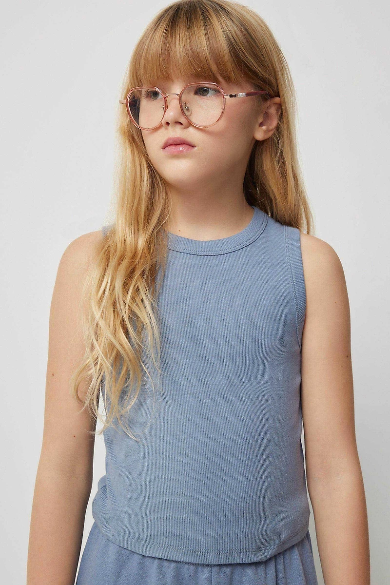 Ardene Kids Crew Neck Tank Top in Medium Blue | Size | Spandex/Cotton