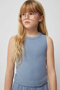 Ardene Kids Crew Neck Tank Top in Medium Blue | Size | Spandex/Cotton
