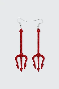 Ardene Trident Earrings in Red | Stainless Steel