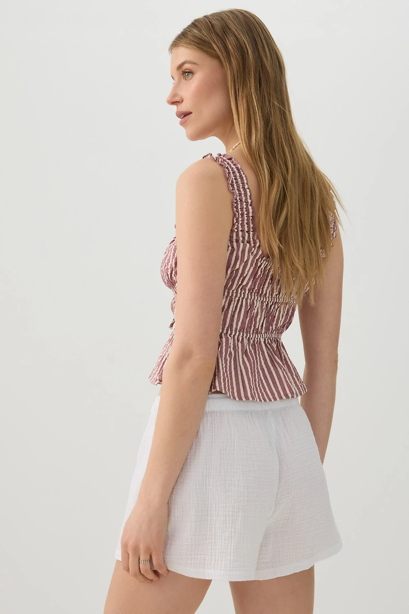 Short à taille mi-haute tiss