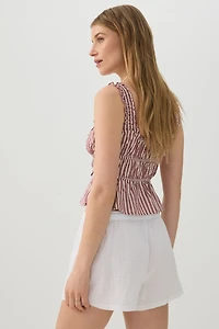 Short à taille mi-haute tiss