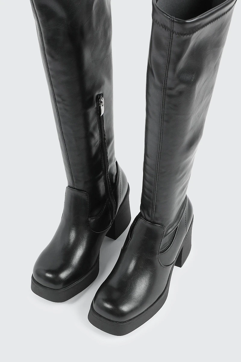 Bottes hautes en faux cuir