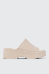 Ardene Square Toe Platform Slides in Beige | Size 5 | Eco-Conscious