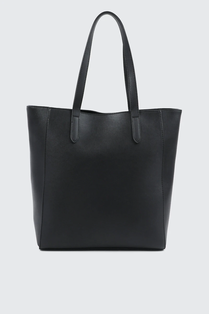 Ardene Minimalist Faux Leather Tote Bag in Black | Faux Leather/Polyester