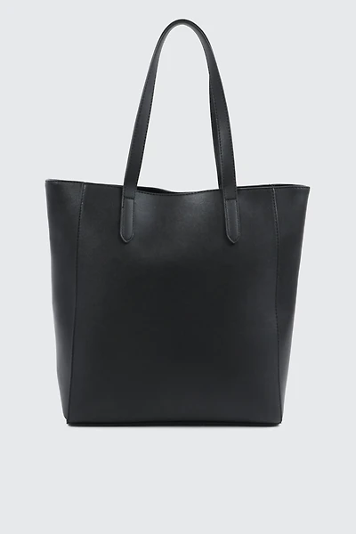 Ardene Minimalist Faux Leather Tote Bag in Black | Faux Leather/Polyester