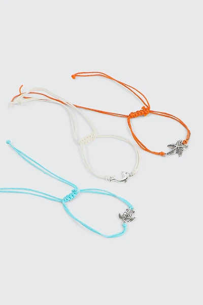 Ardene 3-Pack of Sea Creature Anklets in Orange