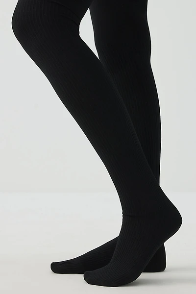 Ardene Fleece Lined Microfiber Tights in Black | Size | Polyester/Nylon/Spandex