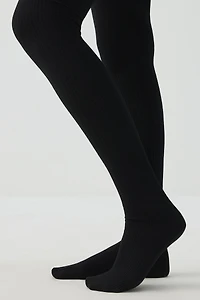 Ardene Fleece Lined Microfiber Tights in Black | Size | Polyester/Nylon/Spandex