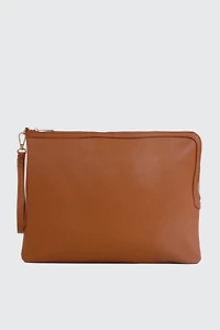 Ardene Faux Leather 13" Laptop Case in Cognac | 100% Recycled Polyester/Faux Leather