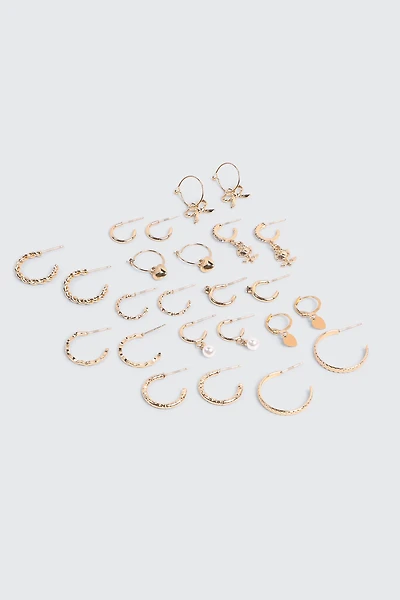 Ardene 12-Pack Charm Hoop Earrings in Gold | Stainless Steel