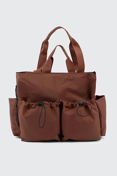 Ardene Nylon Tote Bag in Cognac | Polyester