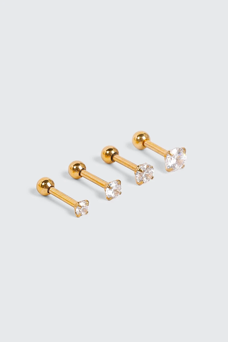Ardene 4-Pack 14K Gold Plated Cartilage Piercings
