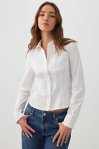 Ardene Corset Style Shirt in White | Size | Spandex
