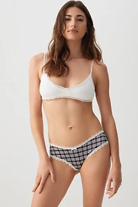 Ardene Everyday Lace Trim Cheeky Panty Panty in Black | Size | Polyester/Spandex | Microfiber