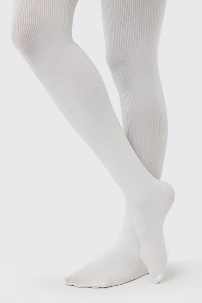 Ardene Rib Tights in White | Size | Nylon/Elastane